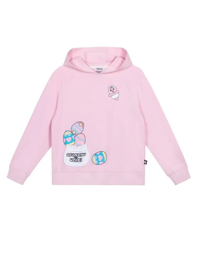 Long‑Sleeve Hooded Sweatshirt with Patch Pockets, Pink