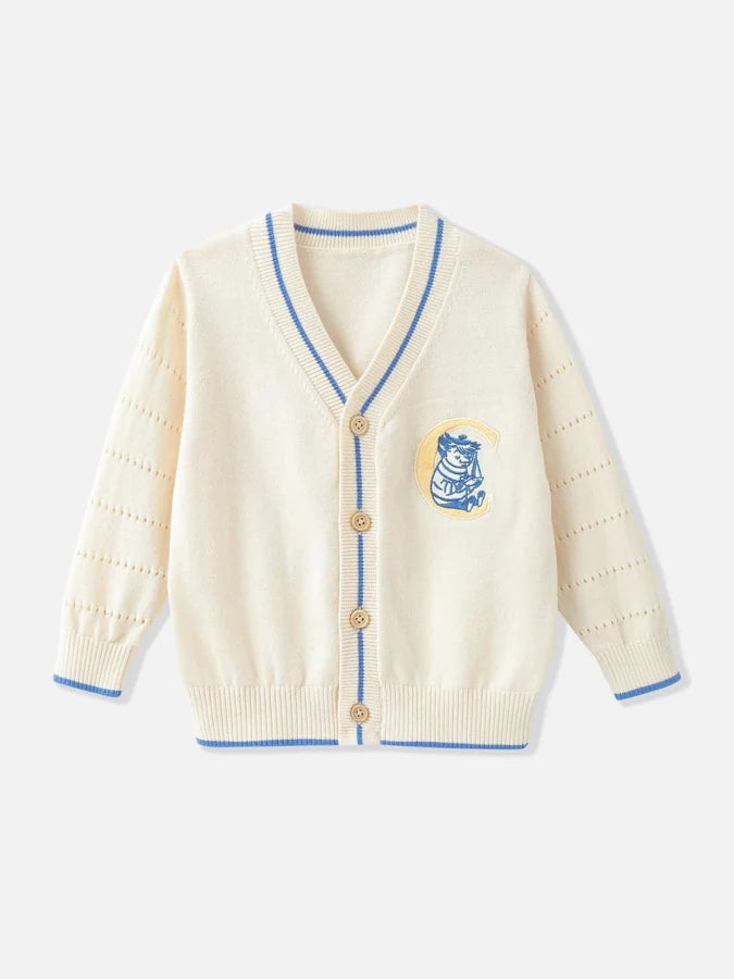 Sfunkin With Letter “C” Baby Knit Cardigan, Ivory