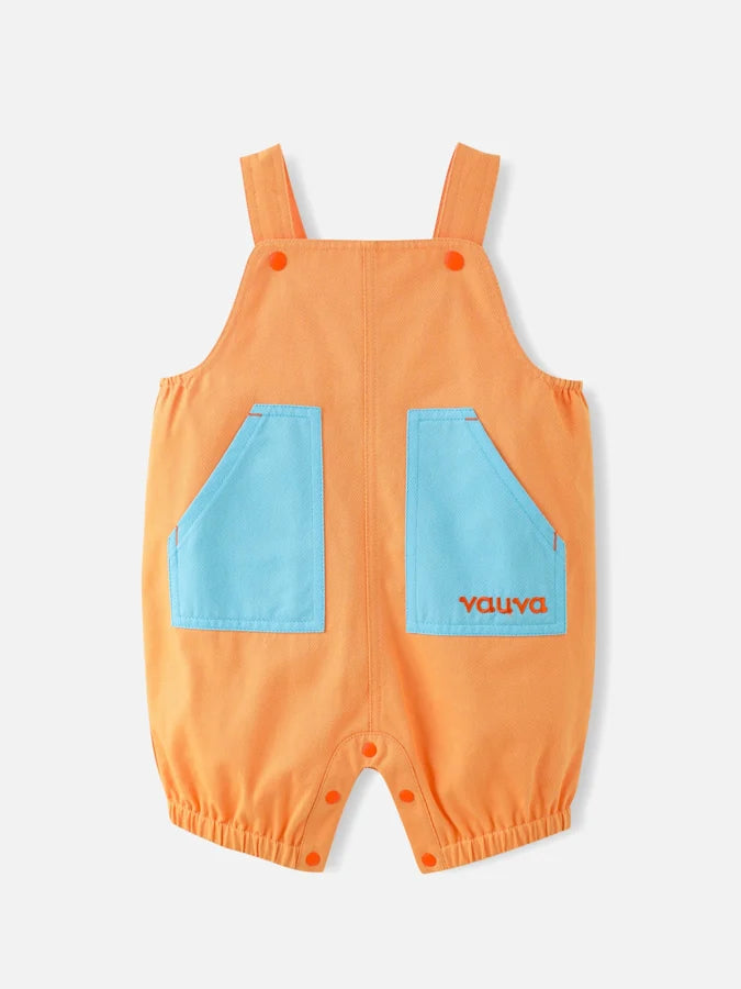 Baby Boys Playful Colourblock Dungarees, Peach