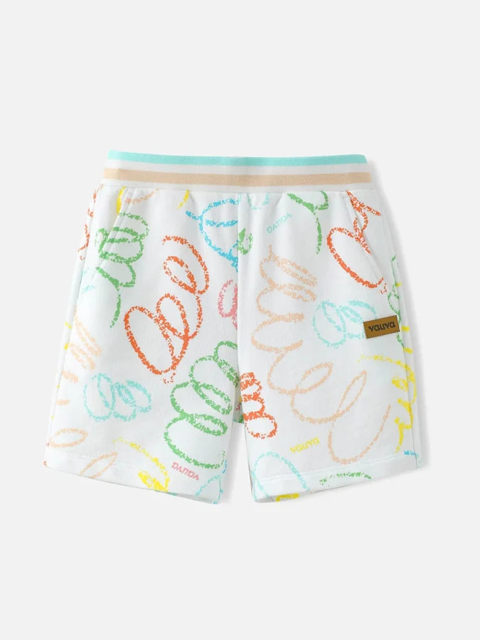 Kids Allover Bermuda Shorts, White / Multicolour