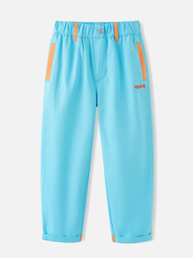 Boys Rolled Hem Barrel Pants, Blue