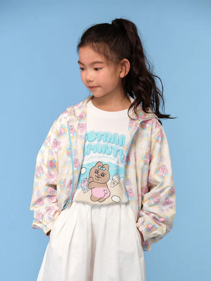 All‑Over Print Lightweight Hooded Windbreaker Jacket, Multi-color