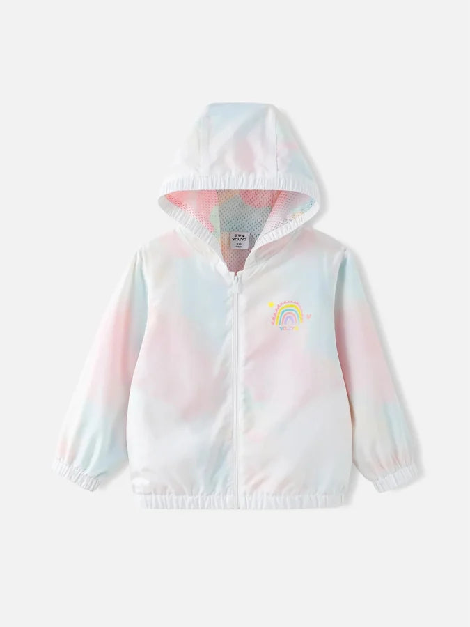 Girls Allover Iridescent Print 2-In-1 Windbreaker, White