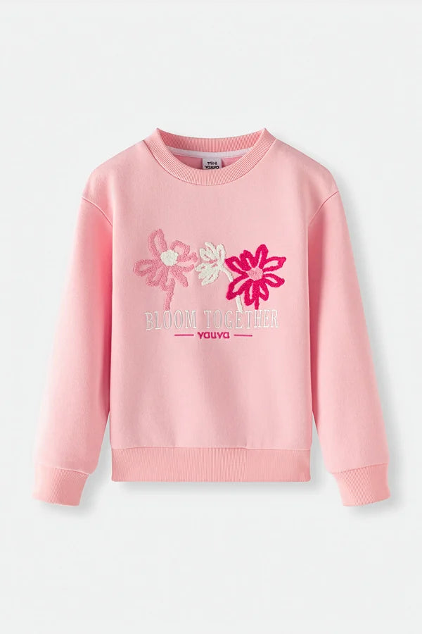 Bloom Together Embroidered Sweatshirt, Pink