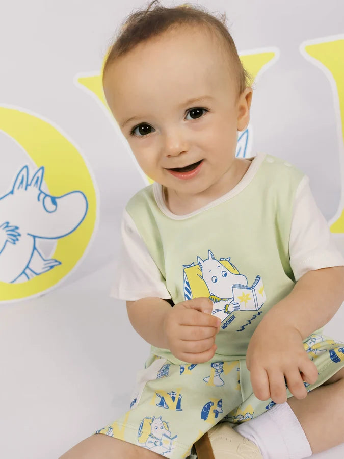 Moomin Print Colorblock Baby T‑Shirt, Green