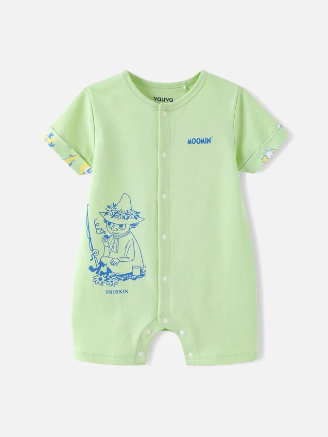 Snufkin Print Baby Romper, Green