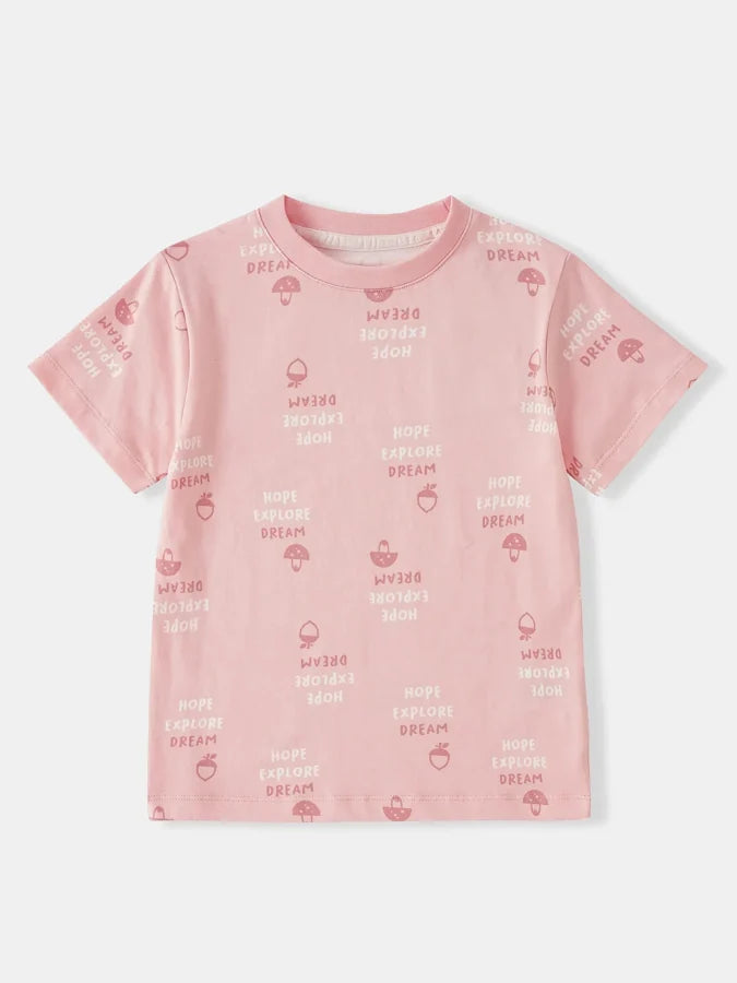 Kids Short Sleeve All-Over Print Tee, Pink