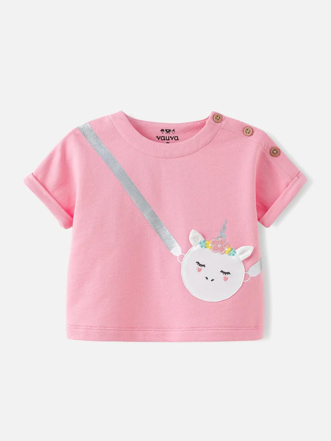 Baby Girls Sleeveless Applique T-Shirt, Pink