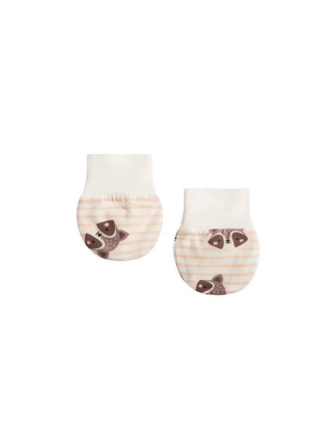 Baby Raccoon Stripe Cotton Mittens, Orange