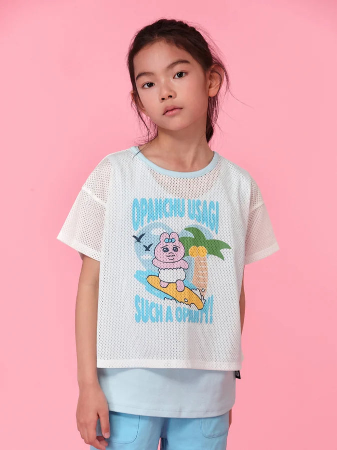Surf Graphic Mesh Layered T‑Shirt, Blue