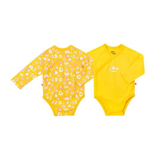 Baby Girls Hearts And Basic Long Sleeves Romper Organic Cotton Set