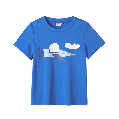 Kid Short-Sleeve Tee Top Aeroplane Print