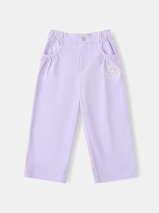 Kid Bunny Embroidery Barrel Pants