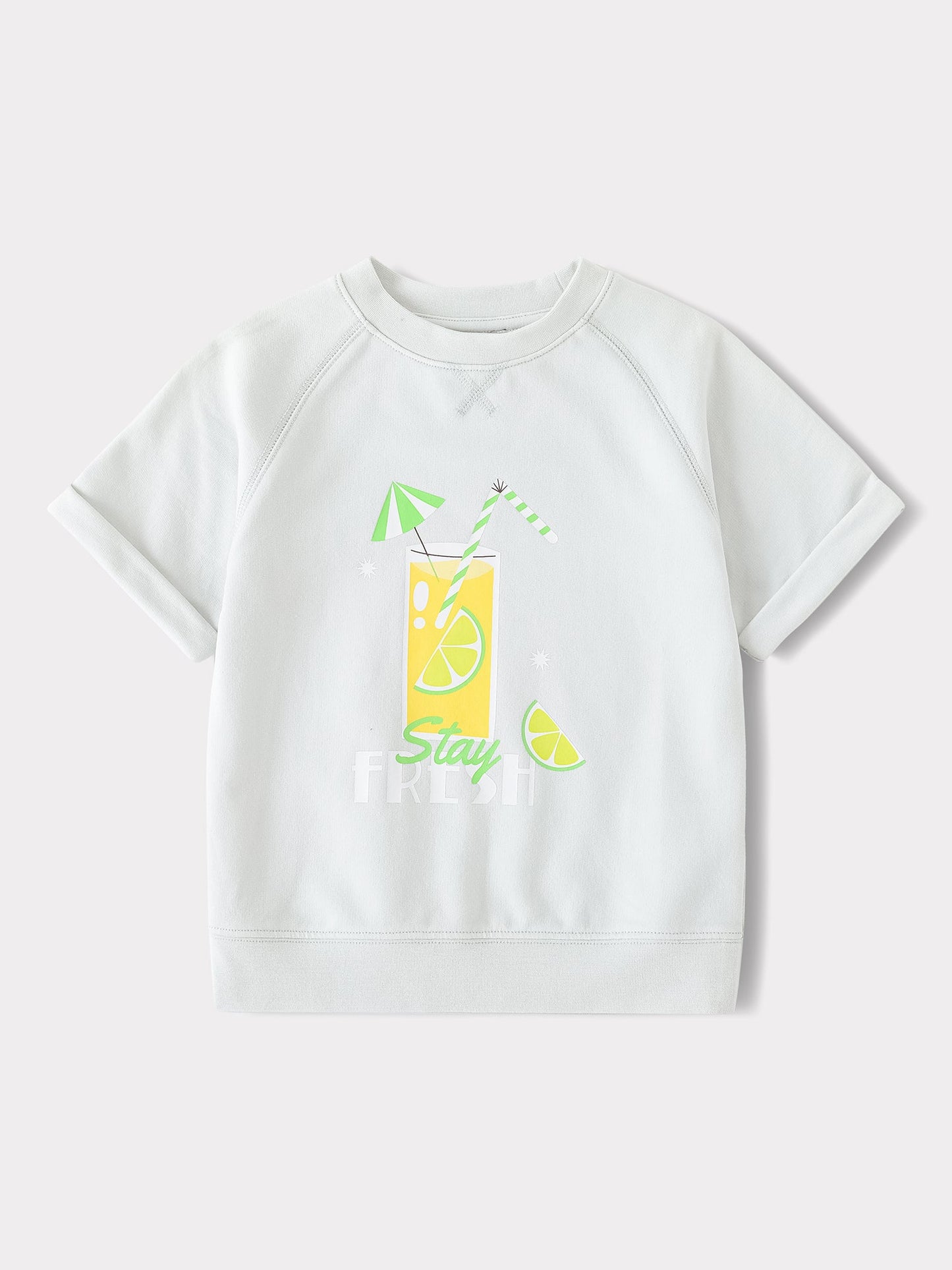 Kid Short Raglan Sleeve Lemon Tea Print Tee