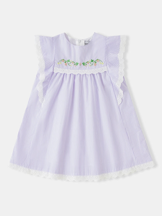 Kid Lace-Trimmed Ruffle Sleeve Dress
