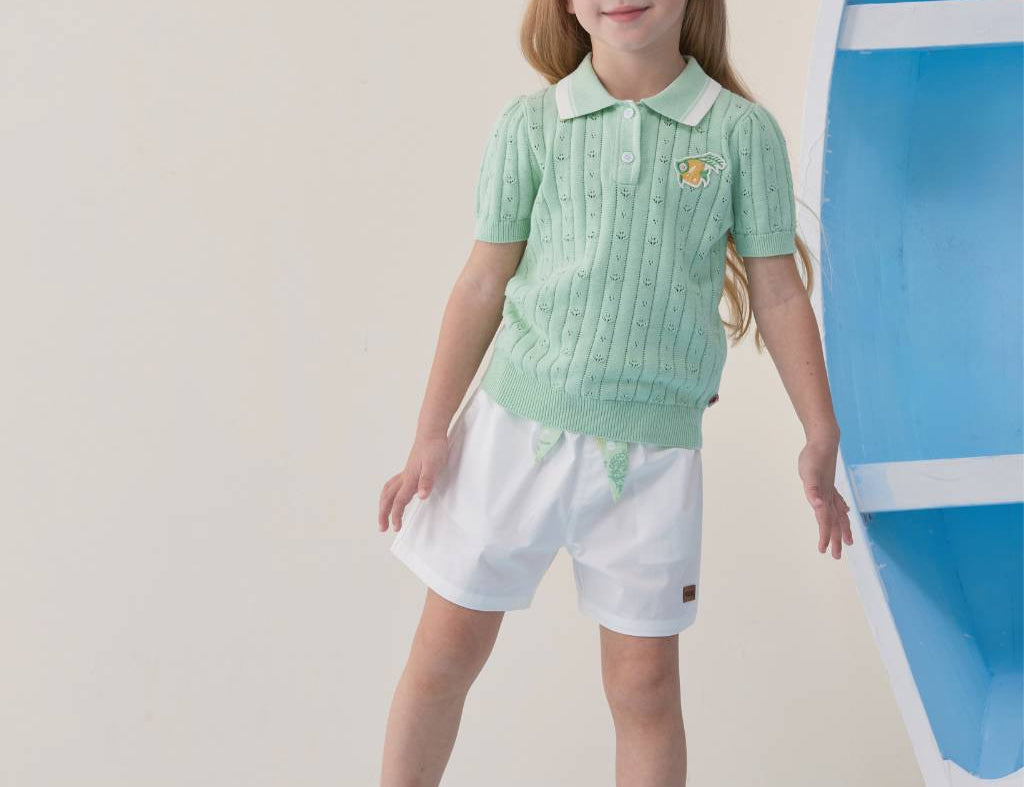 Girls Knitted Polo Sweater
