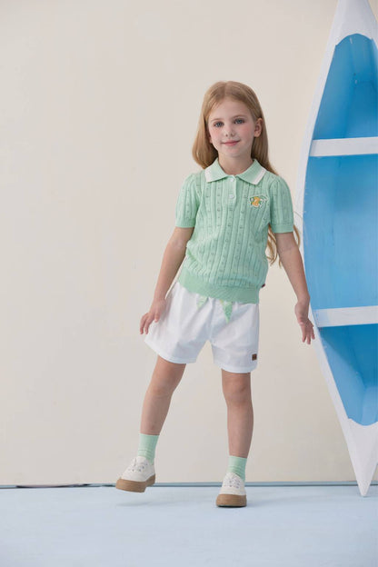 Girls Knitted Polo Sweater