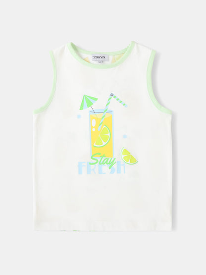 Kid All-Over Lemon Tea Print Tank Top