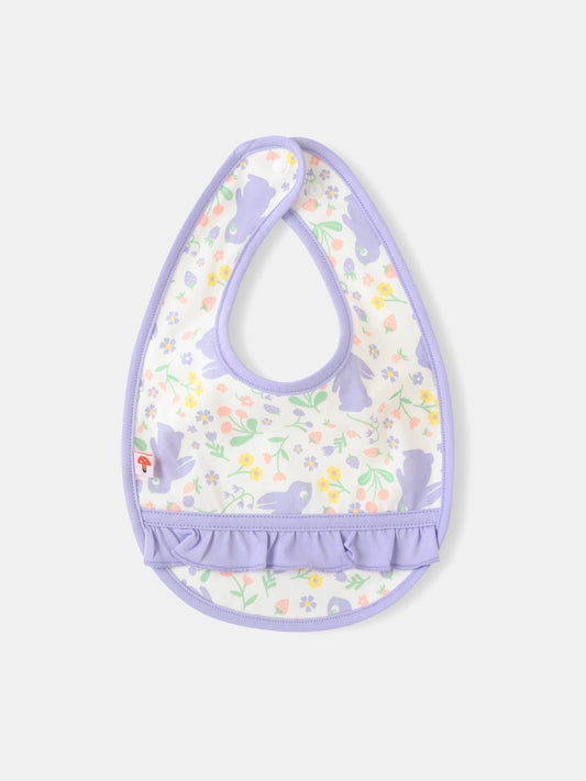 Baby All-Over Bunny Print Ruffle Bib