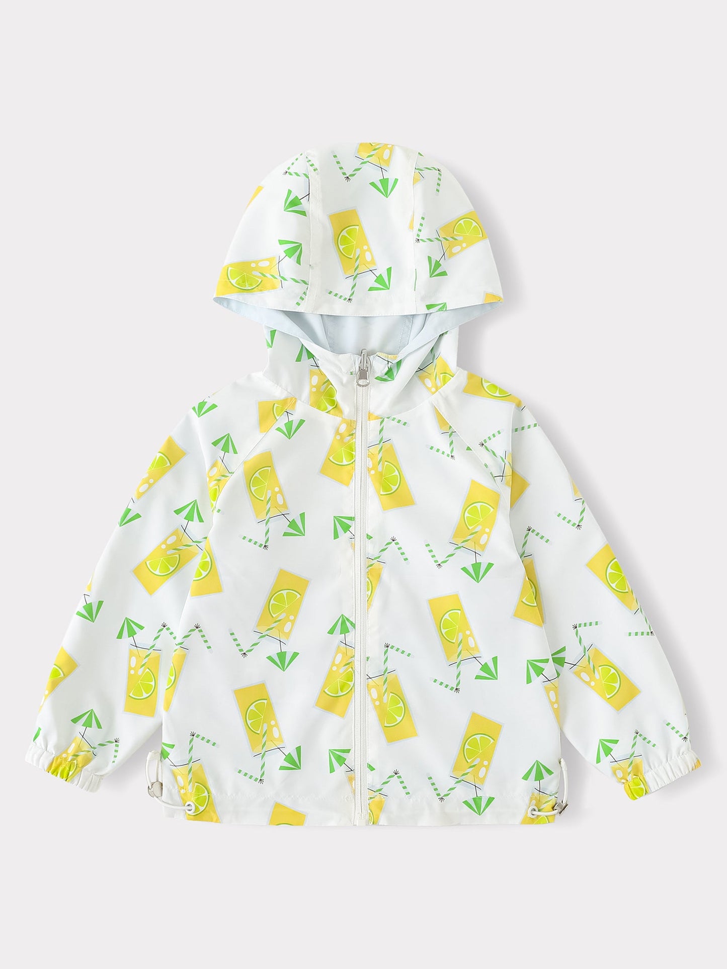 Kid Reversible All-Over Lemon Tea Print Zipped Windbreaker