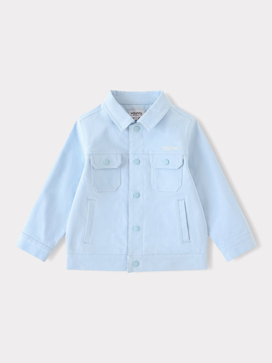 Kid Logo Embroidery Buttoned Jacket
