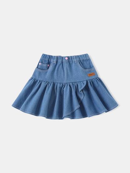 Kid Ruffle Bottom Denim Skirt