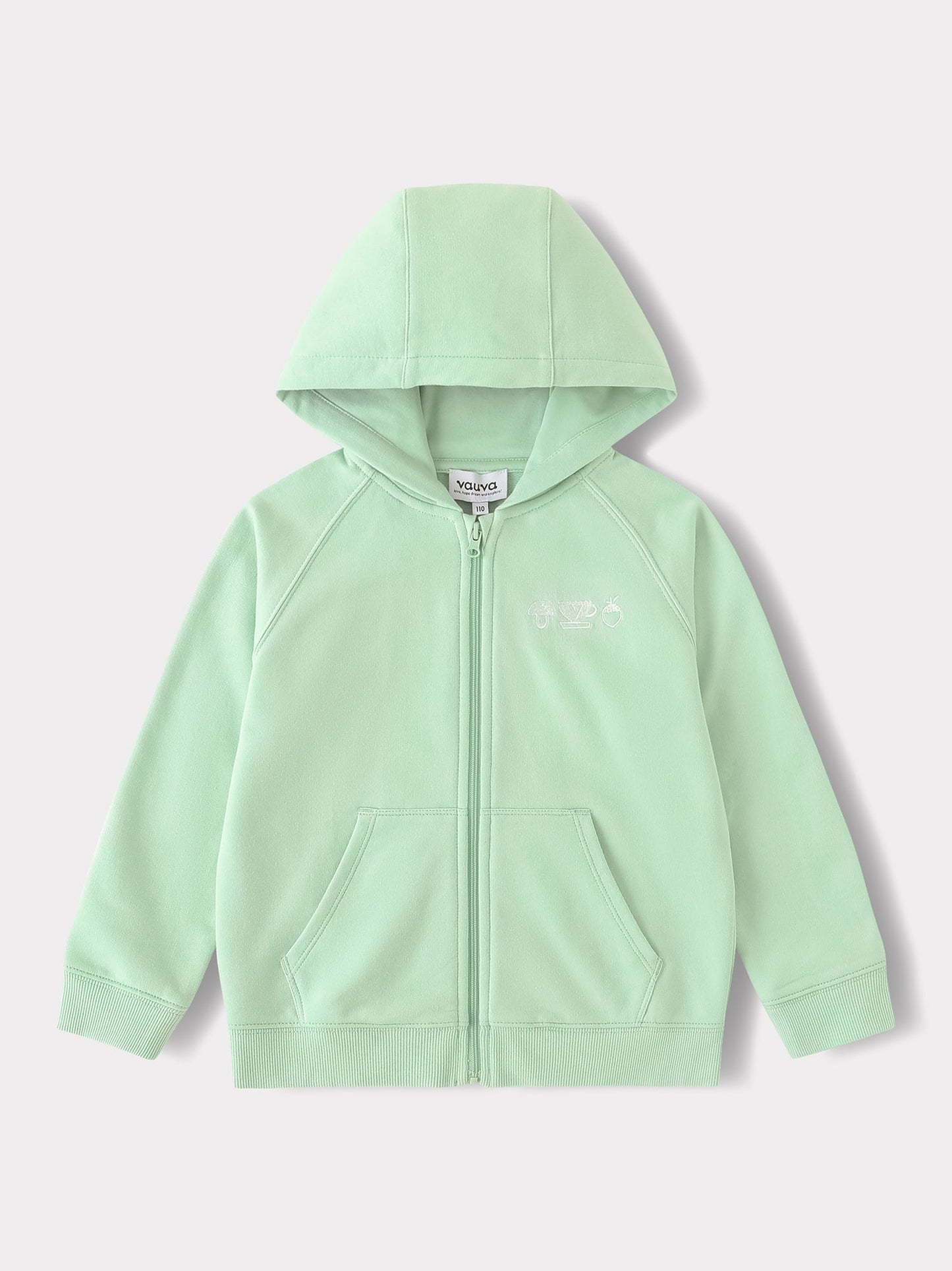 Kid Long Sleeve Embroidery Zipped Hoodie