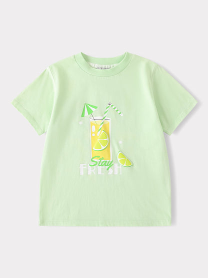 Kid Short Sleeve Lemon Tea Print Tee