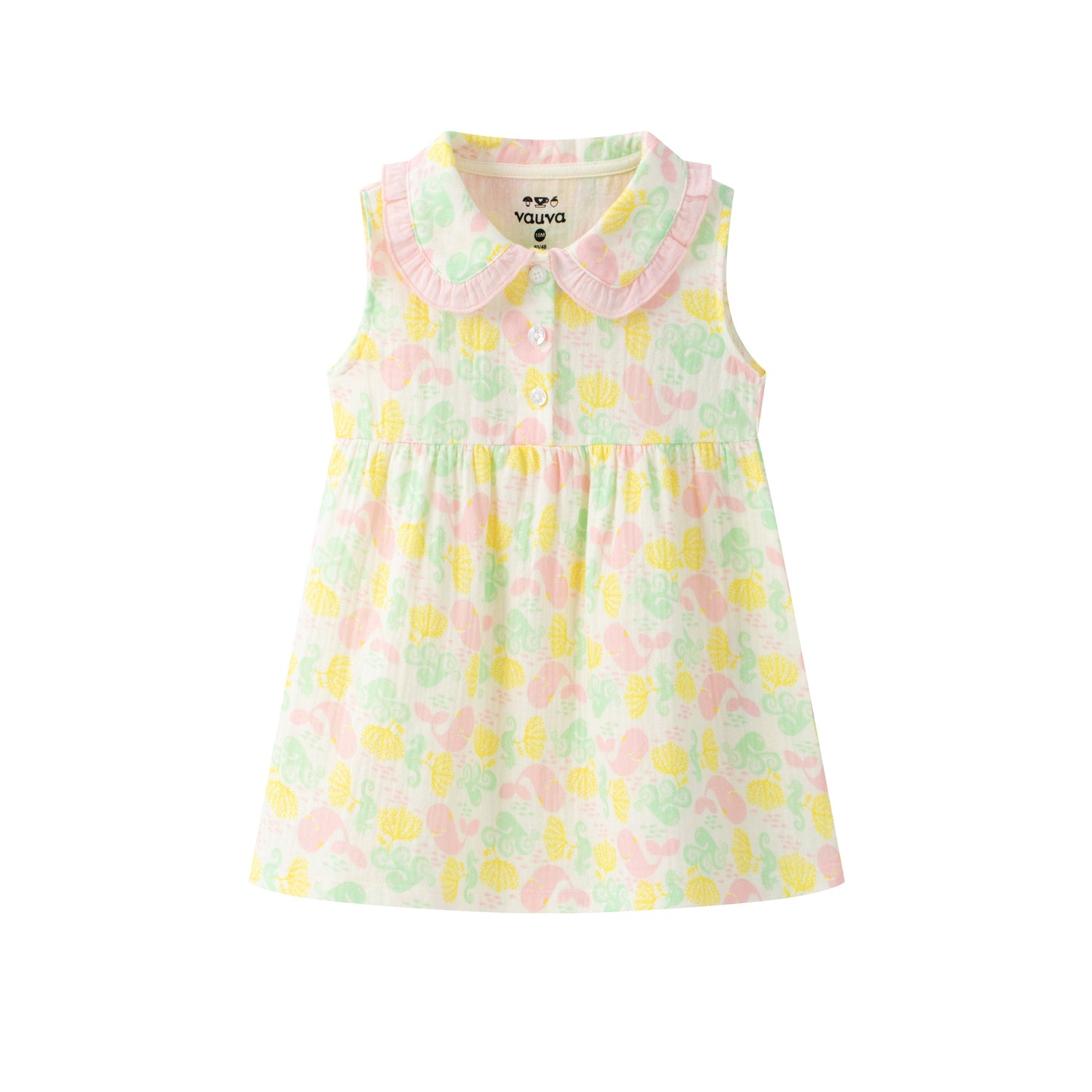 Baby Girl All Over Print Peter Pan Collar Top & Bottom Set
