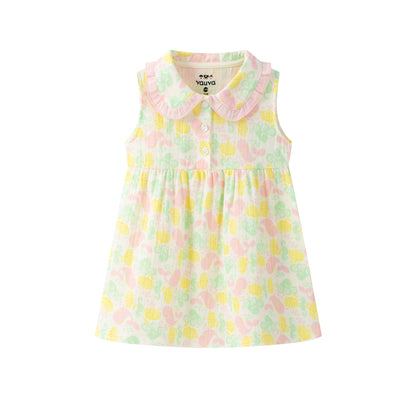 Baby Girl All Over Print Peter Pan Collar Top & Bottom Set