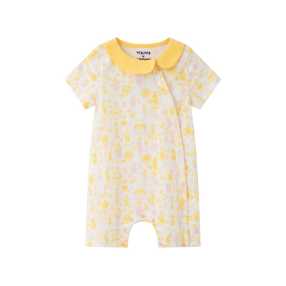 Baby Girl All Over Print Short Sleeve Romper