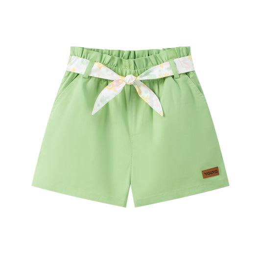 Toddler Girl Plain Print With Butterfly Knot Shorts
