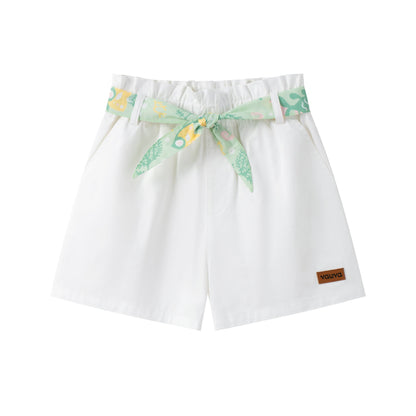 Toddler Girl Plain Print With Butterfly Knot Shorts