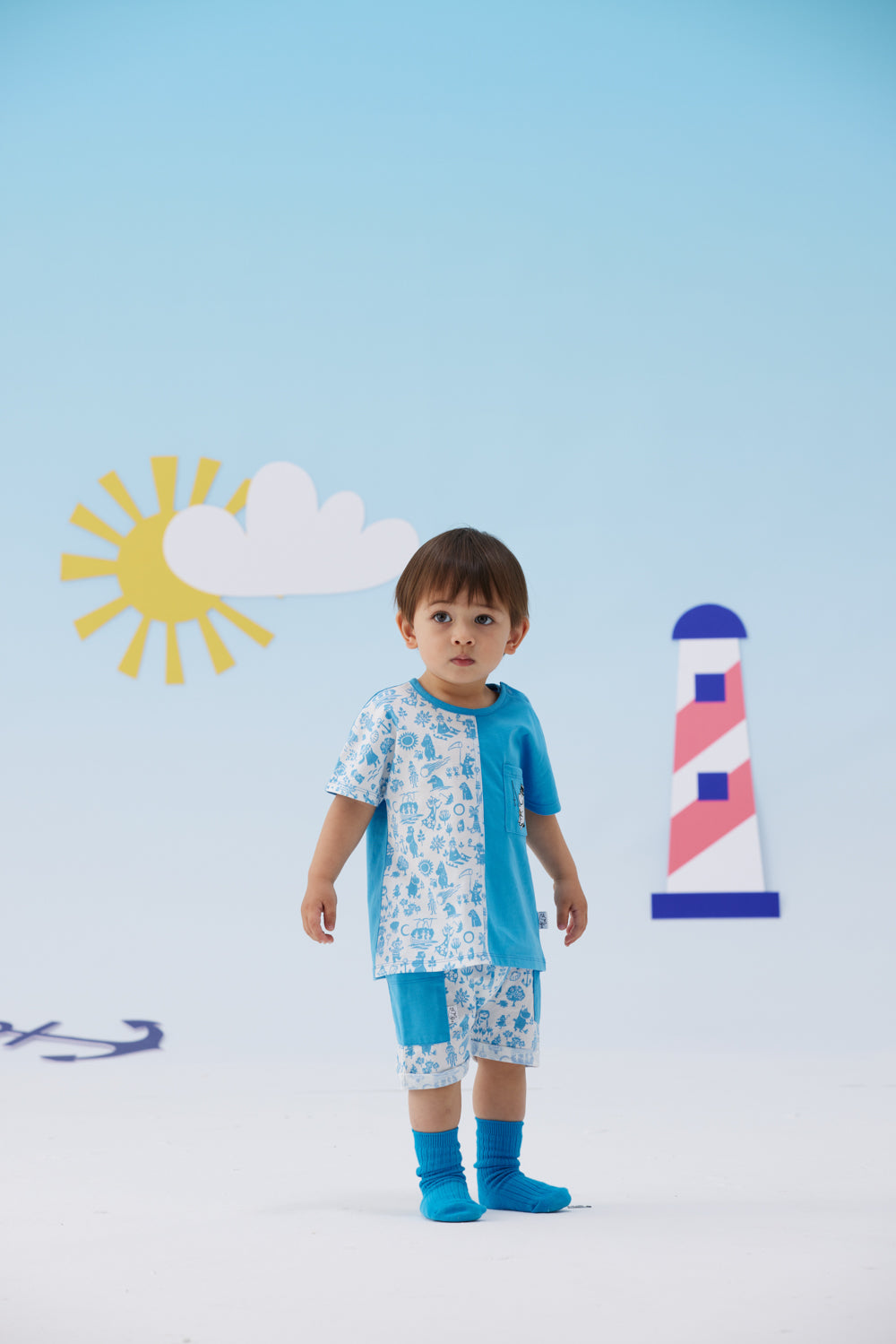 Baby Boy Moominpapa Embroidered Top & Shorts Set