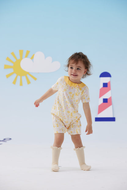 Baby Girl All Over Print Short Sleeve Romper