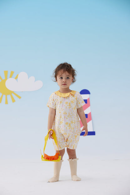 Baby Girl All Over Print Short Sleeve Romper
