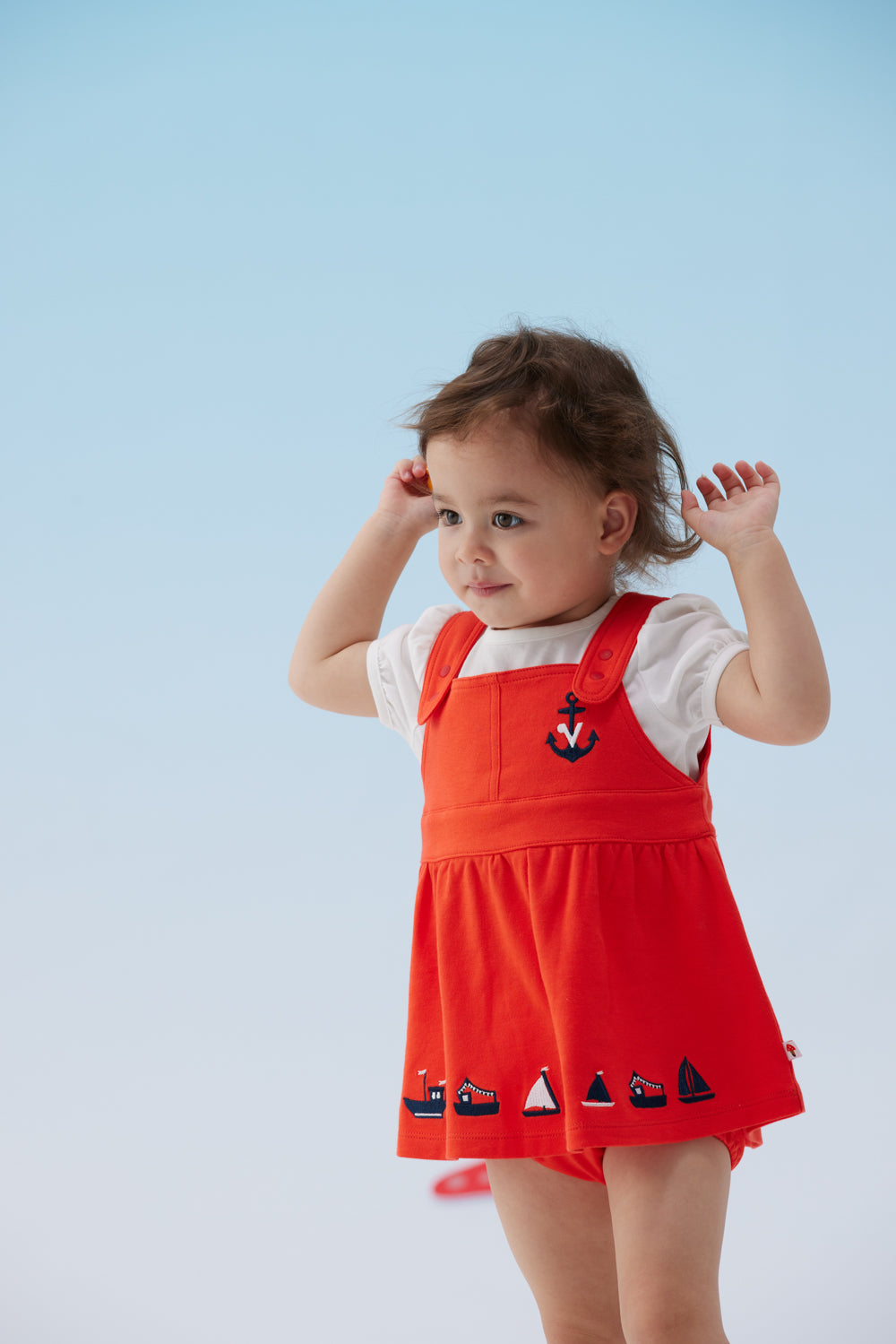 Baby Girl Sailor Hook Embroidered Tank Dress