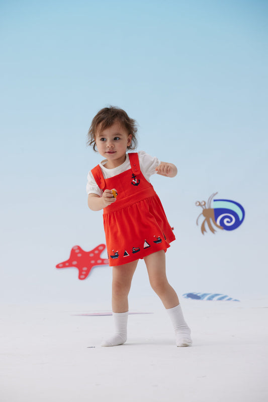Baby Girl Sailor Hook Embroidered Tank Dress