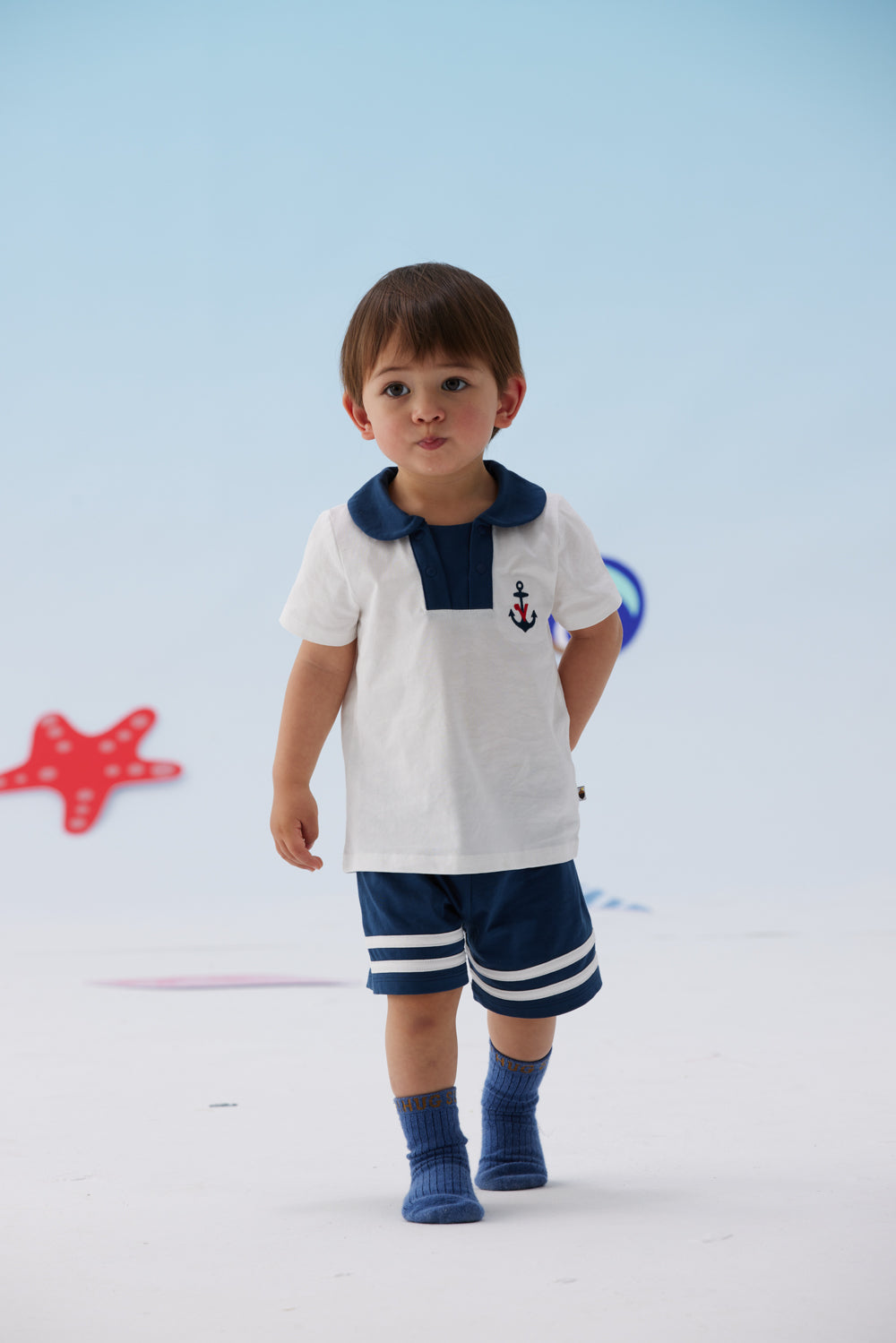 Baby Sailor Style T-Shirt & Shorts Set