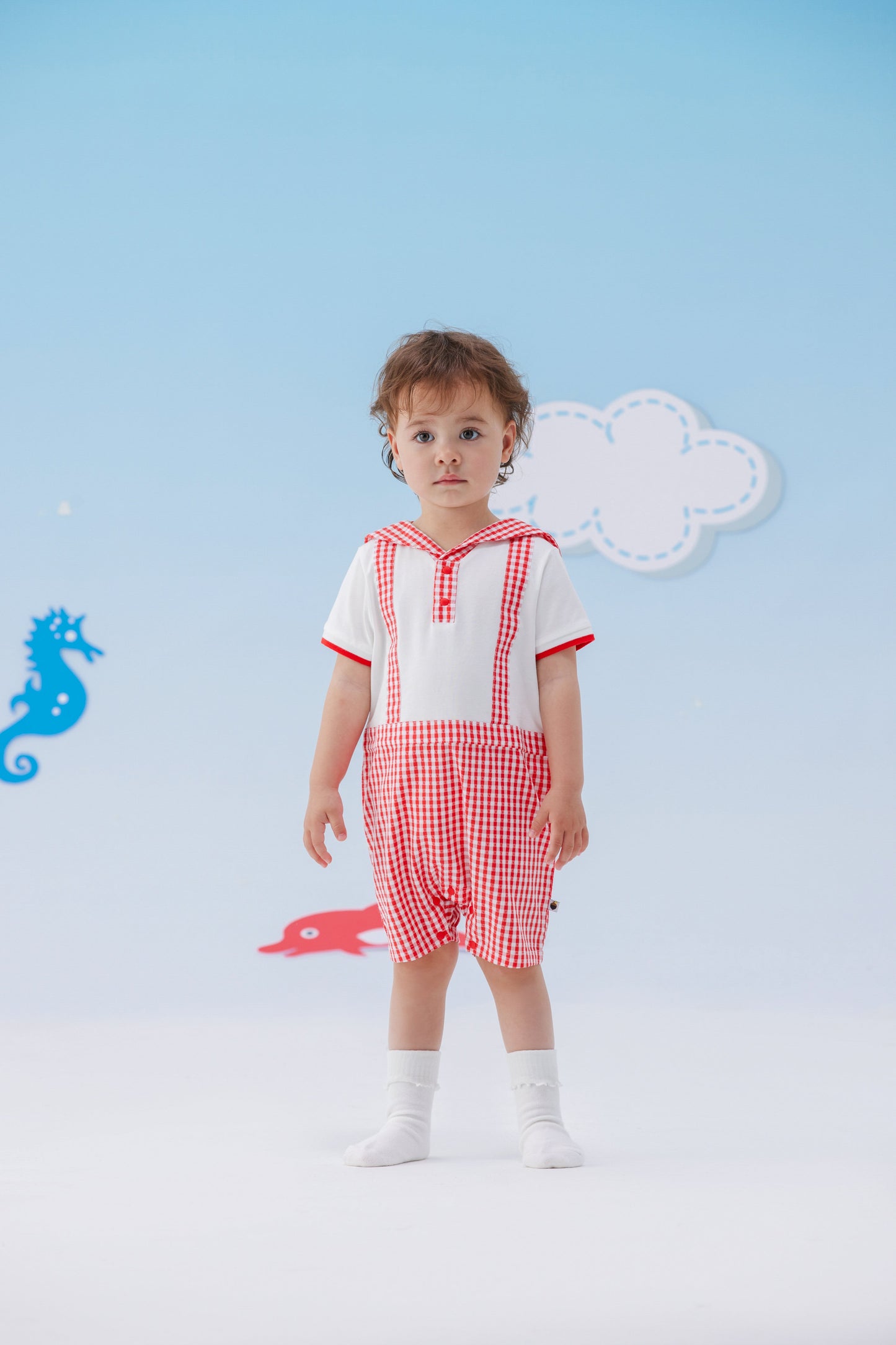 Baby Plaid Pattern Short Sleeve Romper