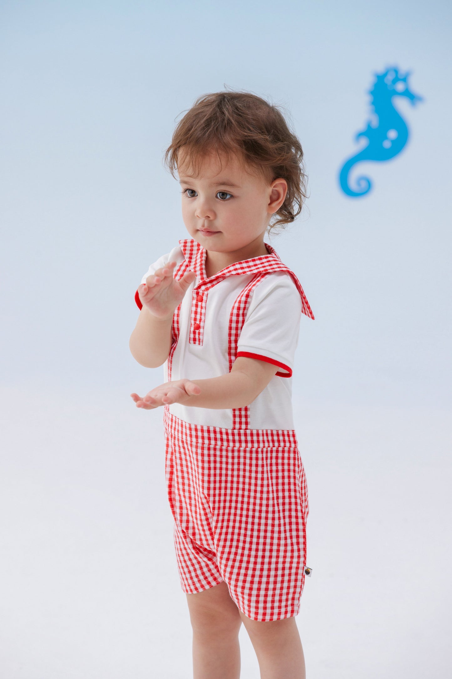 Baby Plaid Pattern Short Sleeve Romper