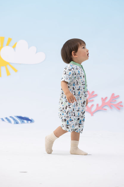 Baby Boy Moomin All Over Print Romper With Pocket