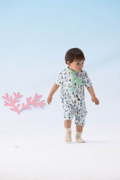 Baby Boy Moomin All Over Print Romper With Pocket
