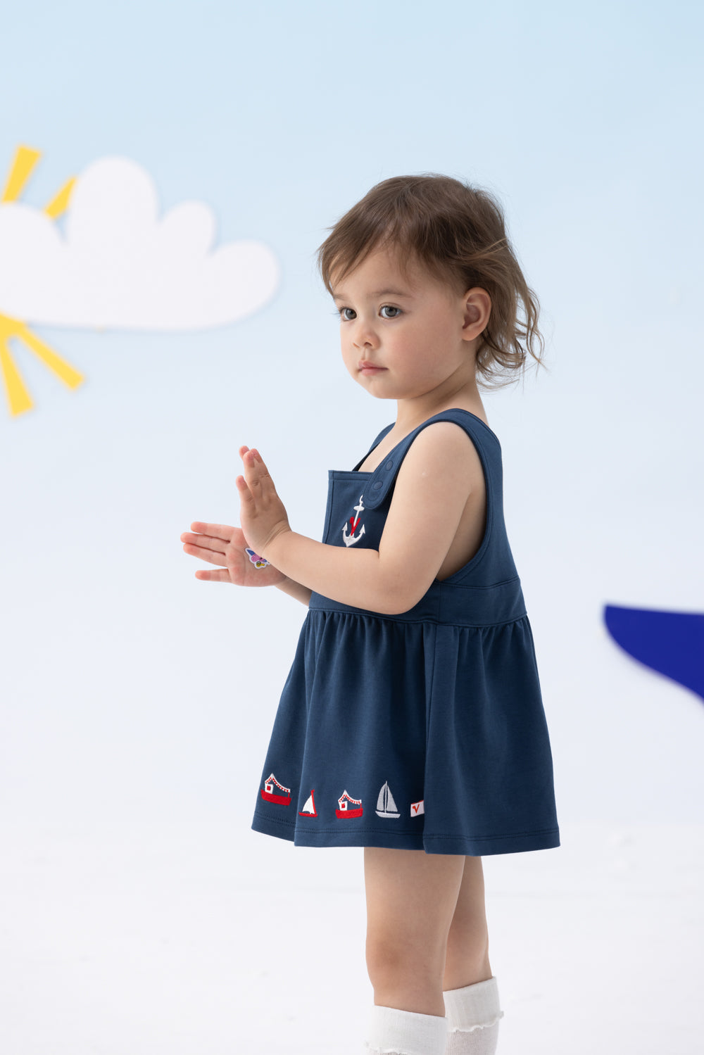 Baby Girl Sailor Hook Embroidered Tank Dress