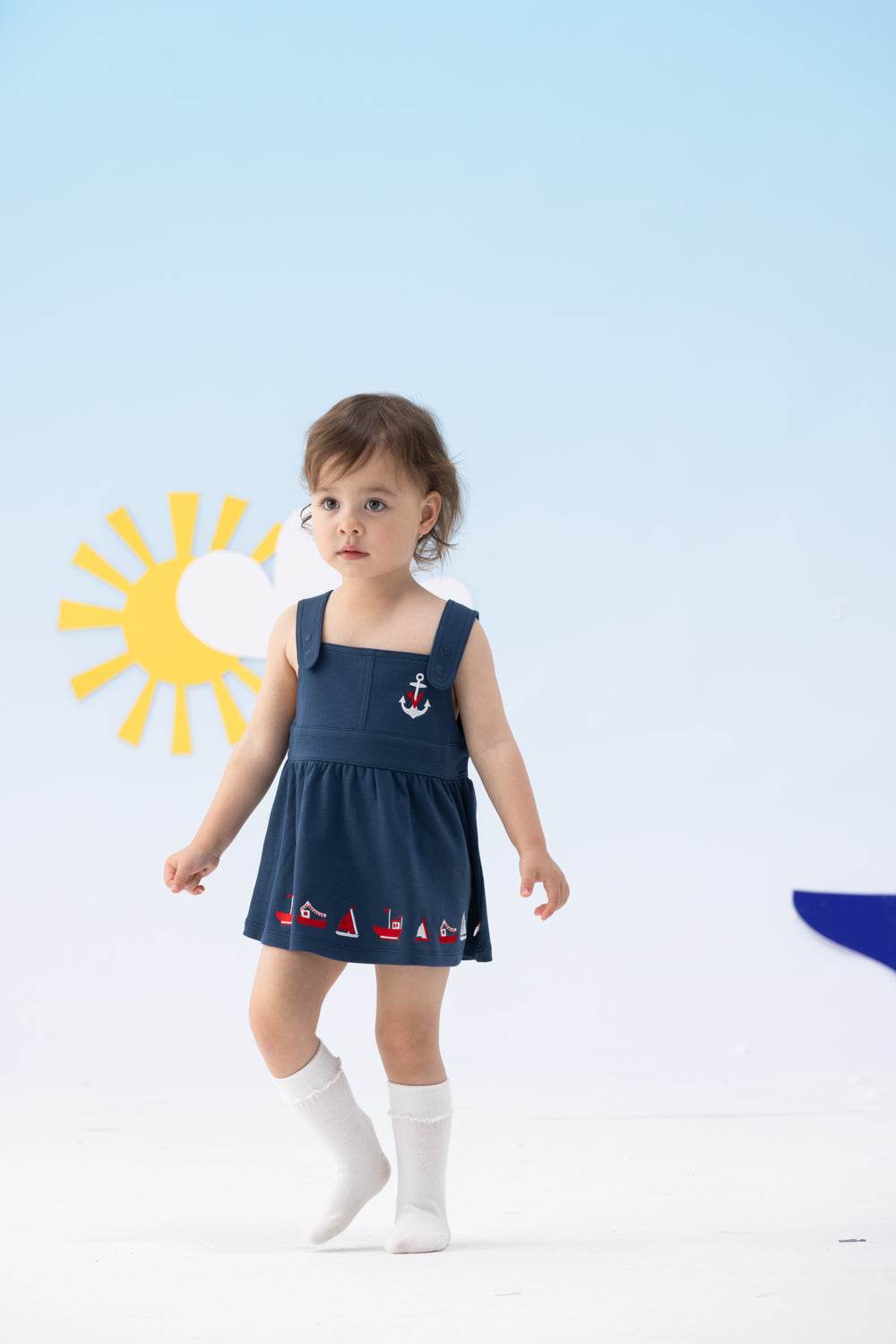 Baby Girl Sailor Hook Embroidered Tank Dress