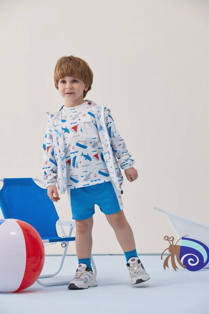 Boys Ocean All Over Printed Windbreaker Uv Protection