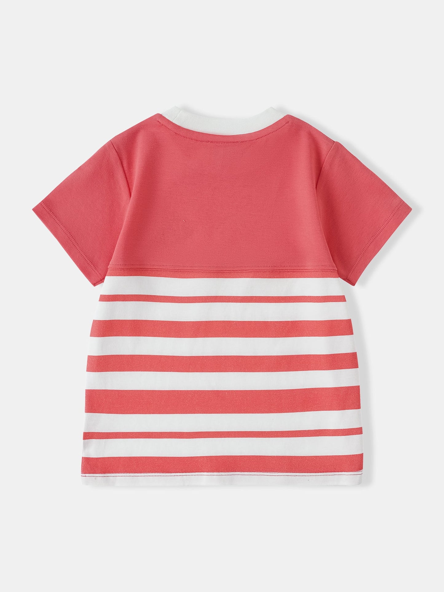 Kid Short Sleeve Watermelon Embroidery Two-Tone Tee