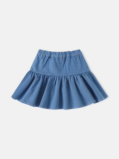 Kid Ruffle Bottom Denim Skirt