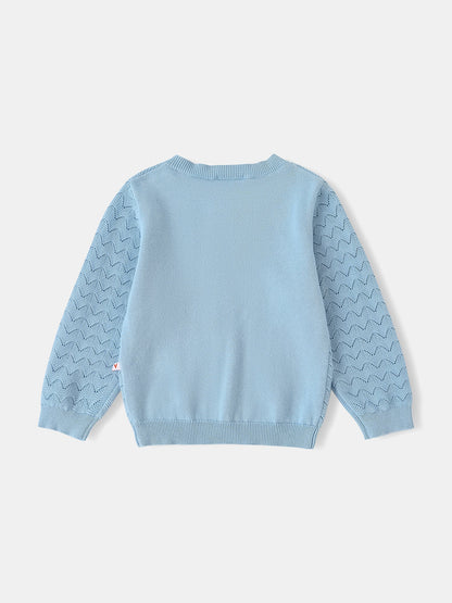 Kid Logo Patch Pointelle Cardigan