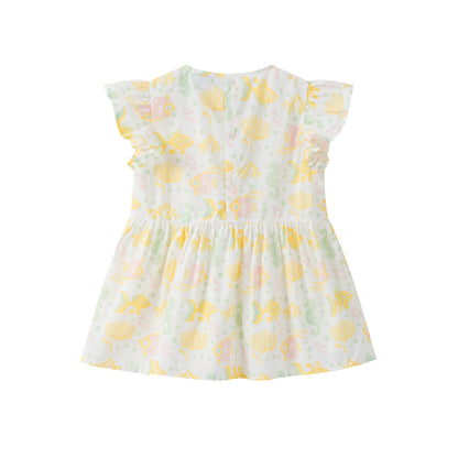 Toddler Girl Fish All Over Print Short Sleeve Dress